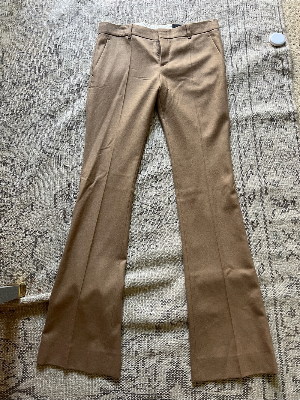 Gucci Cashmere Blend Tan Boot-Cut Wool Trousers